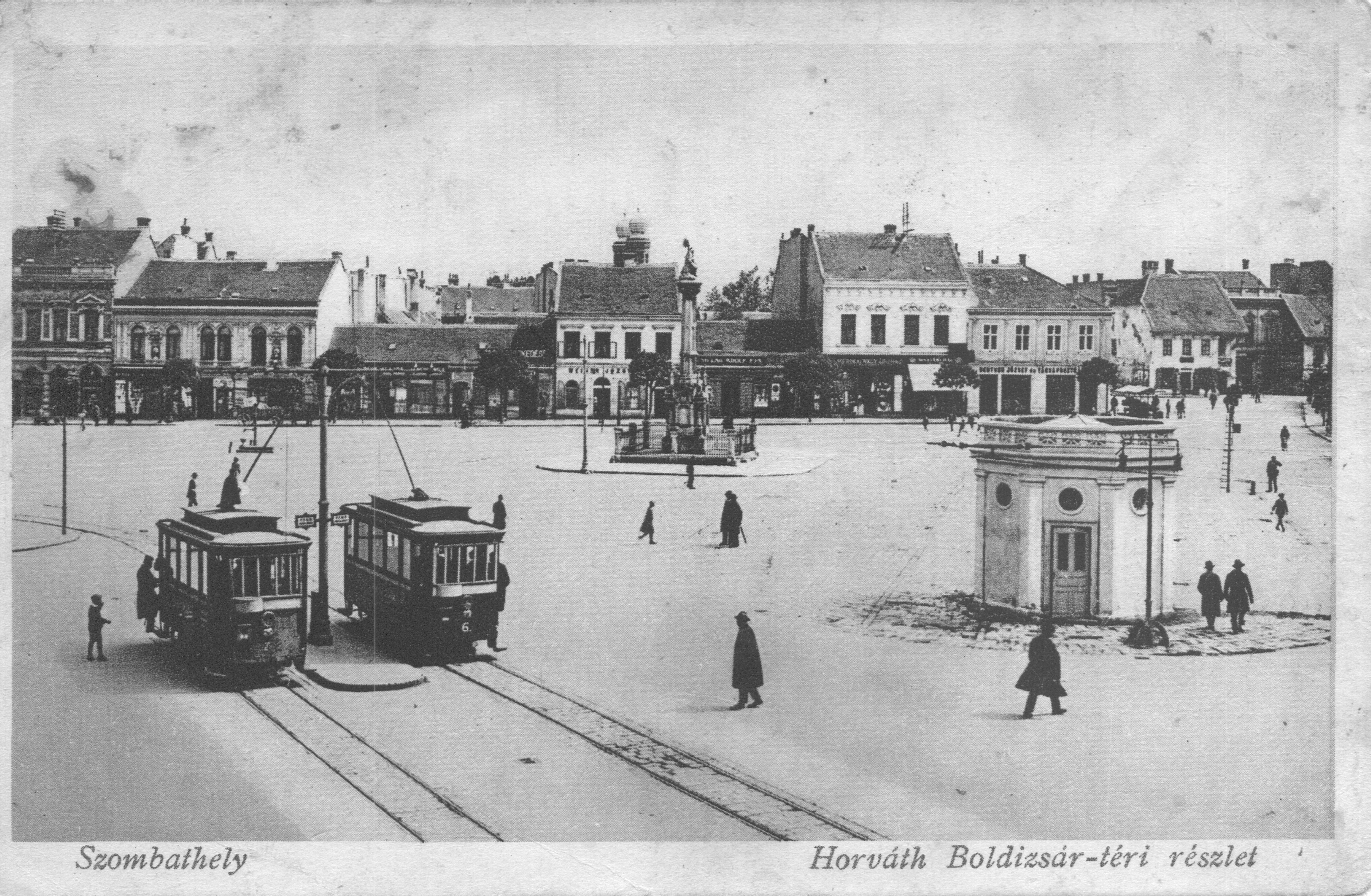 Horváth Boldizsár tér, képeslap Szombathelyről, 1928-körül. Spiegler Tibor gyűjteményéből.